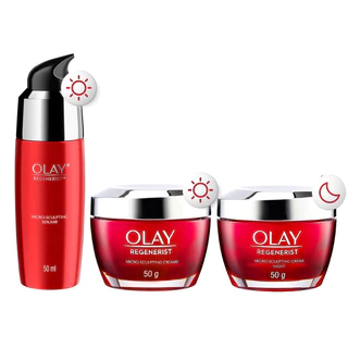 Combo Kem Dưỡng Ẩm Ngày & Đêm + Serum Căng Mướt, Sáng Khỏe & Phục Hồi Dấu Hiệu Lão Hóa OLAY REGENERIST (50GX2 + 50ML)