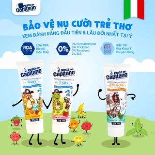 [FULLSIZE 75ML] Kem đánh răng cho bé Pasta del Capitano Baby / Junior cho bé 75ml (bé 3+ hoặc 6+)