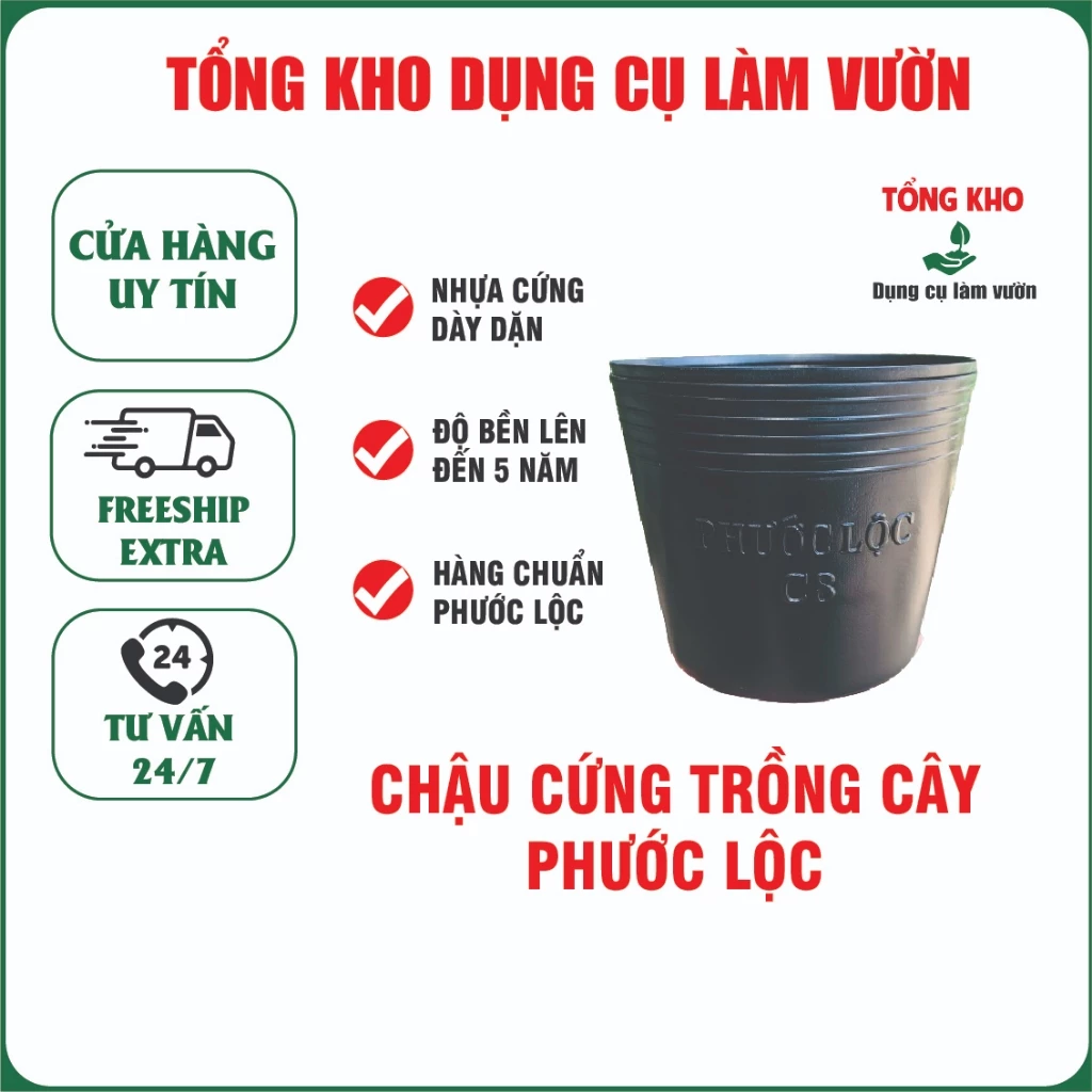 [NHIỀU SIZE] Chậu Cứng Ươm Trồng Cây Phước Lộc - Nhựa cứng, độ bền lên đến 5 năm. Thích hợp ươm hạt, trồng hoa cây cảnh