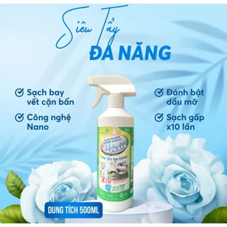 Chai Siêu Tẩy Đa Năng Delie 500ML có vòi xịt tiện lợi làm Sạch Dầu Mỡ Trên Bếp máy hút mùi