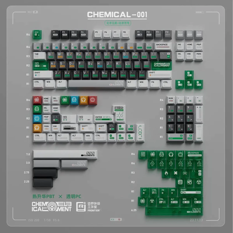 [GIAO NGAY] KEYCAP Border Chemistry / Chemical 003 / 173 nút kết hợp PBT và in Transparent PC