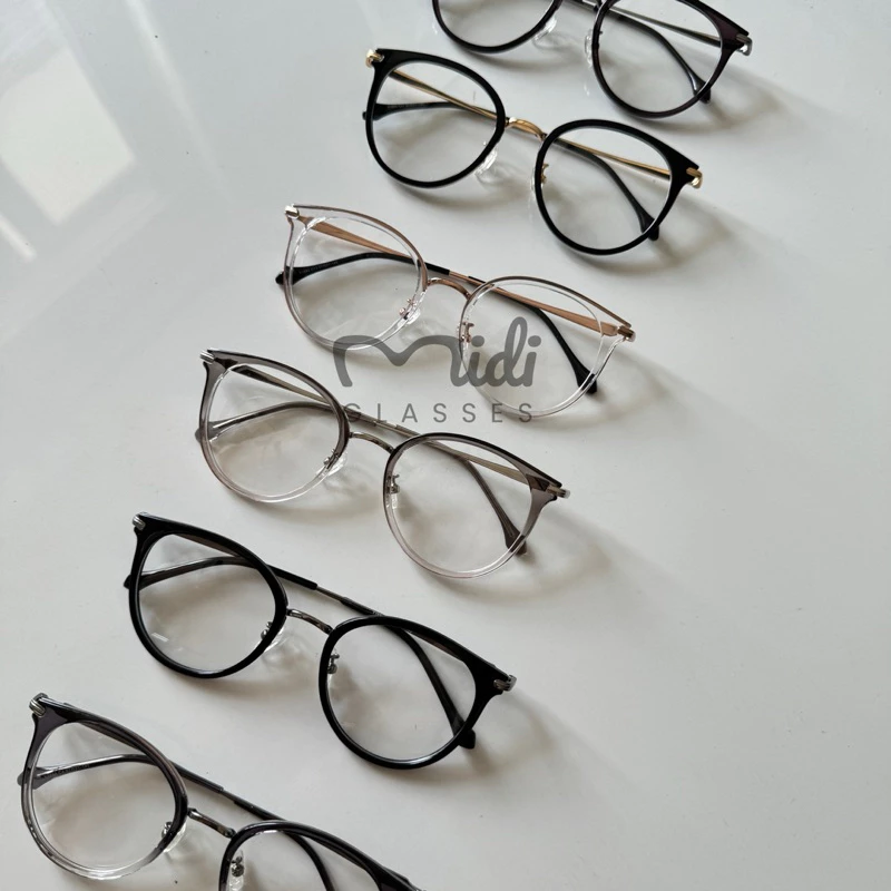 Kính cao cấp form tròn phối kim loại unisex - Y1664