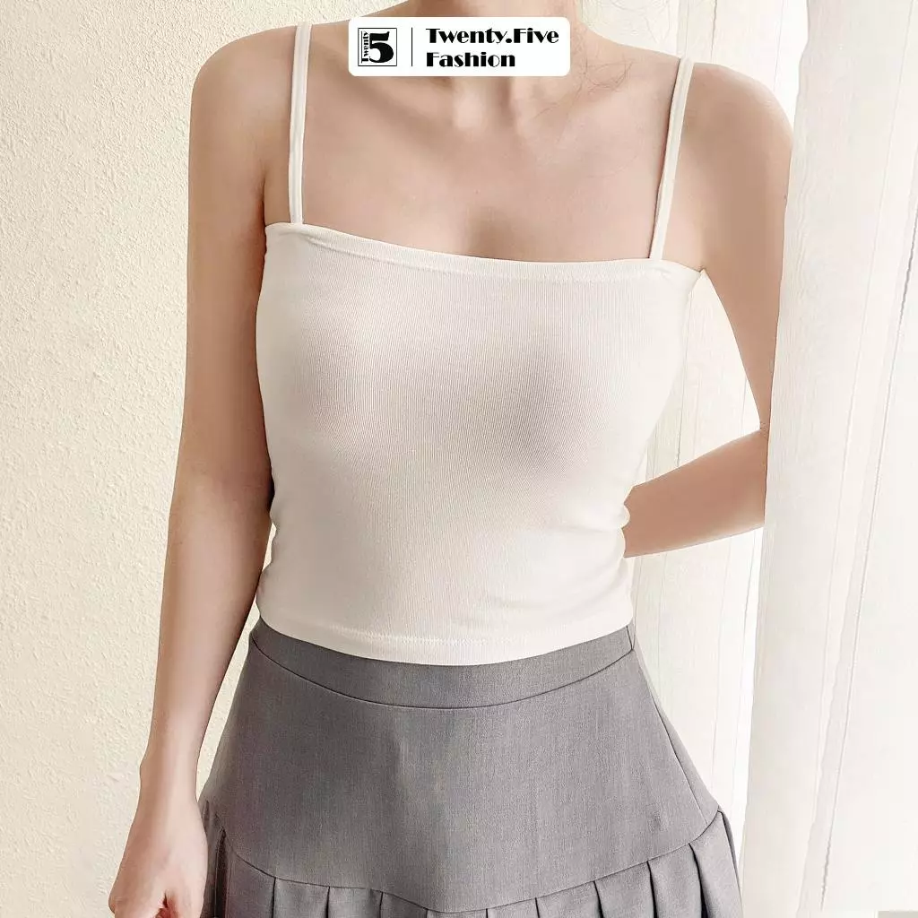 Áo hai dây nữ Twentyfive dáng ôm croptop không đệm mút thun tăm thấm hút co dãn TL12-SP