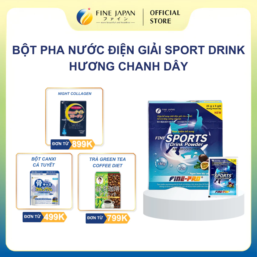 Bột pha nước điện giải Sport Drink FINE JAPAN hương chanh dây hộp 5 gói