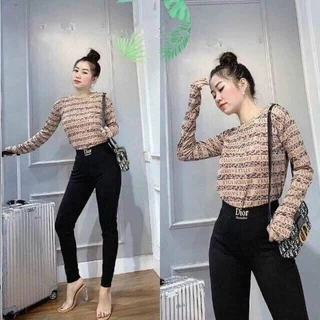 Quần legging cạp chữ, chất Umi hàn co giãn 4 chiều, form chuẩn tôn dáng