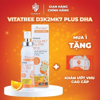 D3K2 dạng xịt kết hợp DHA hỗ trợ bé tăng chiều cao tối đa Vitatree Premium D3K2MK7 Plus DHA  20ml