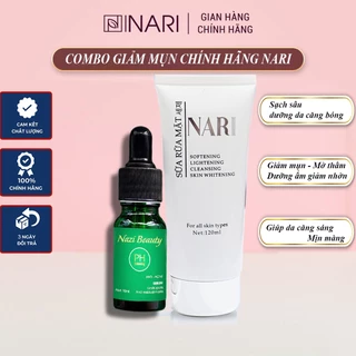 Combo giảm mụn chính hãng Nari dưỡng da hết mụn sau 7 ngày , sữa rửa mặt 120ml và serum xóa mụn 10ml