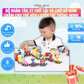 Bộ Đồ Chơi Giáo Dục Đoàn Tàu Chữ Cái và Chữ Số Nam Châm - Bộ 27 Toa Tàu, Đồ Chơi Rèn Luyện Trí Thông Minh Cho Trẻ