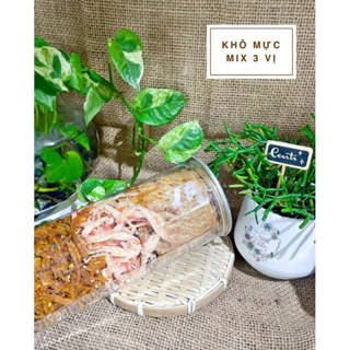 Combo khô mực mix 3 vị ( Mực cán tẩm gia vị, mực sợi hấp nước dừa, mực xé tẩm gia vị