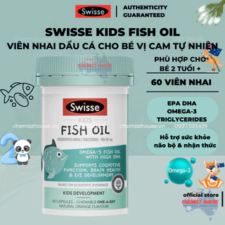 [Hàng chuẩn Úc] Keo cá bổ mắt DHA Omega 3 cho bé Swisse Kids Fish Oil 60 Capsules - phát triển trí não cho trẻ từ 2 tuổi