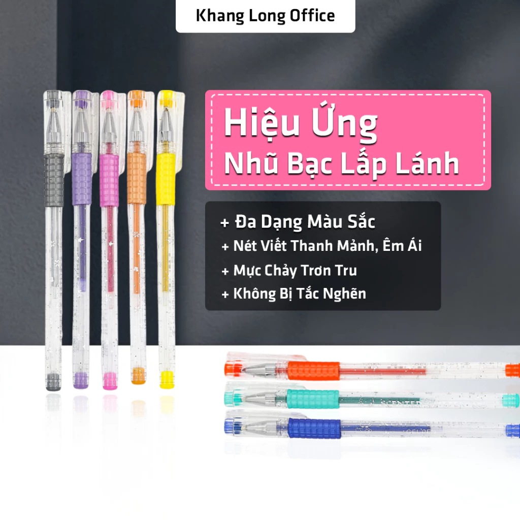 Bút Nhũ Bạc Trái Cây 8 Màu, Viết Gel Kim Tuyết Mực Ra Đều Có Mùi Thơm