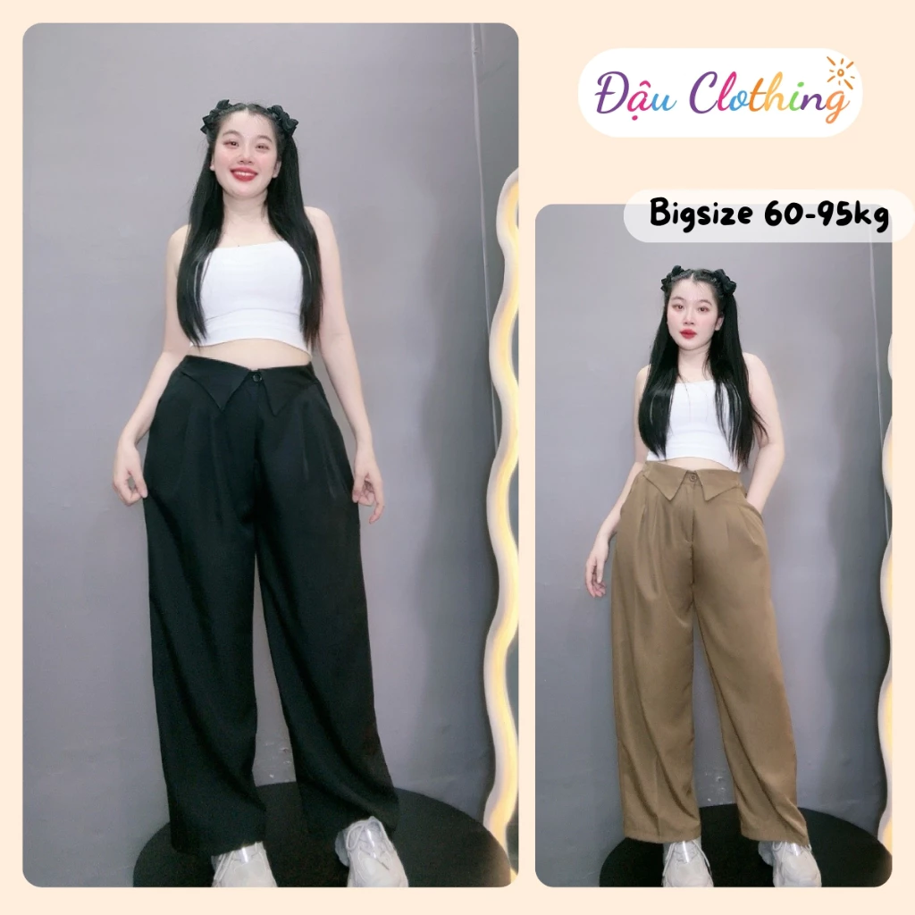 Quần ống rộng bigsize dáng suông dài cạp cao lưng chun chất cotton lạnh mềm mát tôn dáng QCAP V