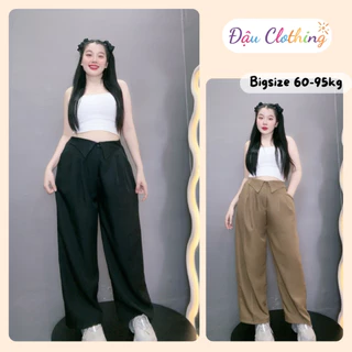 Quần ống rộng bigsize dáng suông dài cạp cao lưng chun chất cotton lạnh mềm mát tôn dáng QCAP V