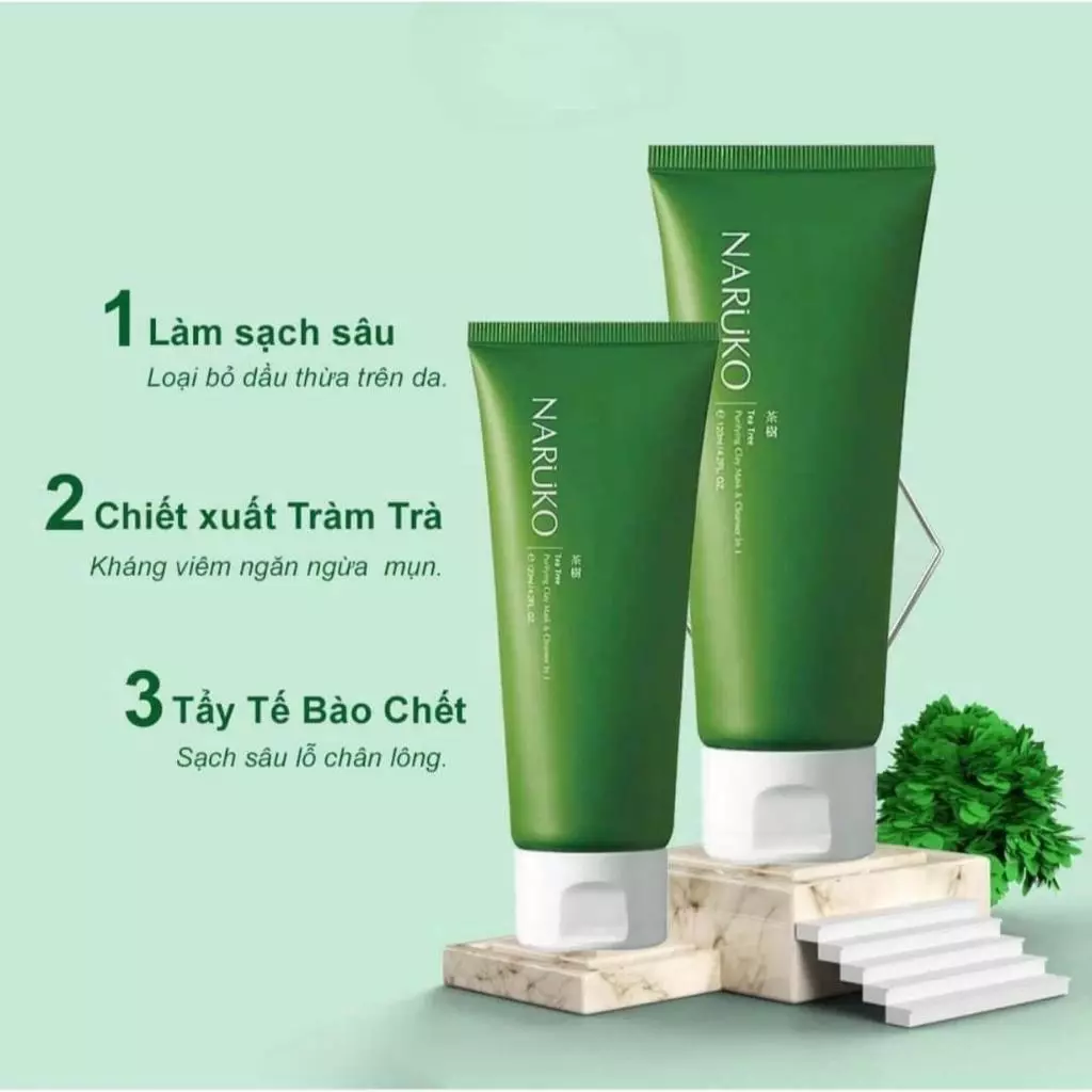 Sữa rửa mặt dạng bùn Naruko trà tràm Tea Tree Purifying Clay Mask and Cleanser 120 gr