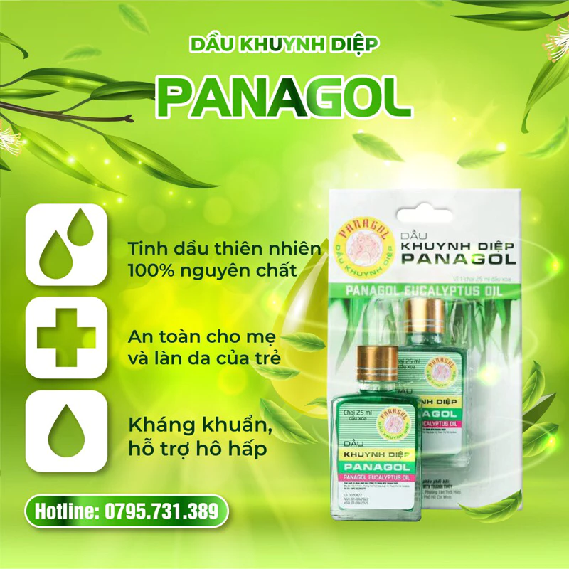 [ Combo 6 chai ] Dầu Khuynh Diệp PANAGOL 25ml Phòng cảm cúm, sổ mũi, nghẹt mũi, giữ ấm cho bé