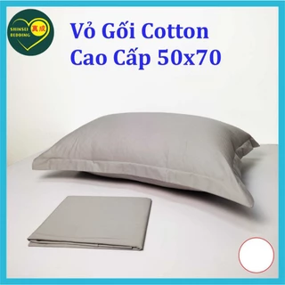 Vỏ gối cotton tự nhiên cao cấp 300T size 50x70cm màu xám