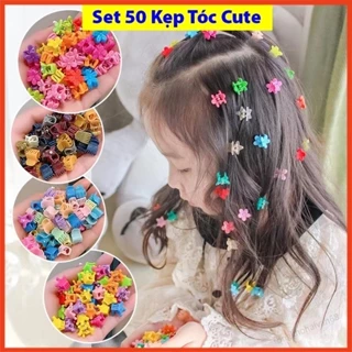 Set 50 Kẹp Tóc Càng Cua Mini Túi Zip  Xinh Cho Bé Nhiều Màu Kèm Thiết Kế Đơn Giản Tiện Dụng