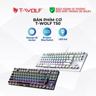 Bàn phím cơ T-WOLF T12 chính hãng, bàn phím gaming, LED RGB, Bảo hành chính hãng 12 tháng