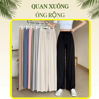 Quần thun ống rộng mặc nhà chất len tăm mềm mại co dãn Sutani Q76