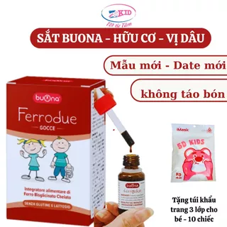 Buona Ferrodue - sắt hữu cơ nhỏ giọt cho bé vị dâu, dễ hấp thu - Lọ 15ml - Hàng chính hãng