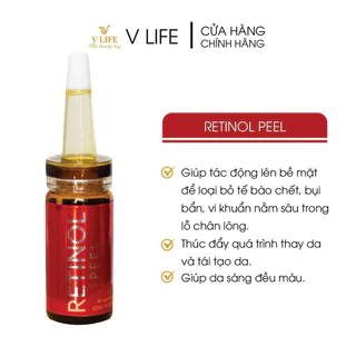 Peel da sinh học retinol V Life, giảm mụn, mờ thâm, tái tạo, căng bóng da, dung tích 10ml.