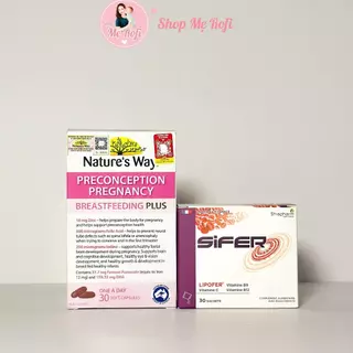 Combo Bầu 3 tháng đầu Vitamin Tổng Hợp Cho Bà Bầu Nature's Way Pregnancy Plus 30 Viên + Sắt Sifer 30g