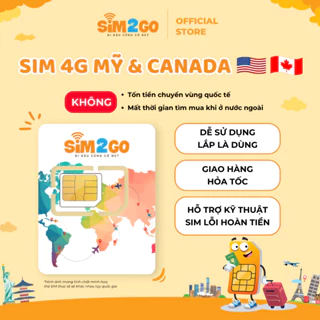 SIM 4G du lịch Mỹ và Canada - Nhiều gói (10 - 30 ngày) - Tặng que chọc SIM - SIM2GO