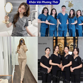 Đồng phục spa, bộ scrubs bác sĩ, kỹ thuật viên chất cotton lạnh LOẠI 1 đủ size, có sẵn