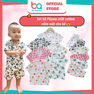 Pijama cộc tay cho bé trai bé gái, đồ ngủ cho bé chất cotton borip mềm mịn, họa tiết đáng yêu