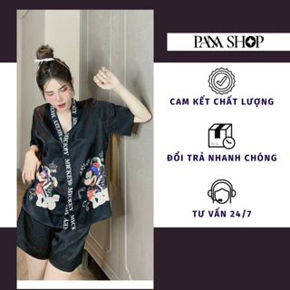 Pijama tay ngắn cổ V in hình không phai, không nhăng bộ đồ ngủ nữ pijama tiểu thư tay ngắn quần ngắn mặc nhà