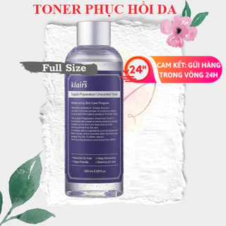 Toner Klairs 180ml phục hồi da dưỡng da trắng sáng giúp giảm mụn cấp ẩm hiệu quả /