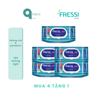 Mua 4 tặng 1 khăn ướt Fressi care hương tự nhiên 100 tờ k cồn, parabens an toàn cho bé_9Tissue Mall