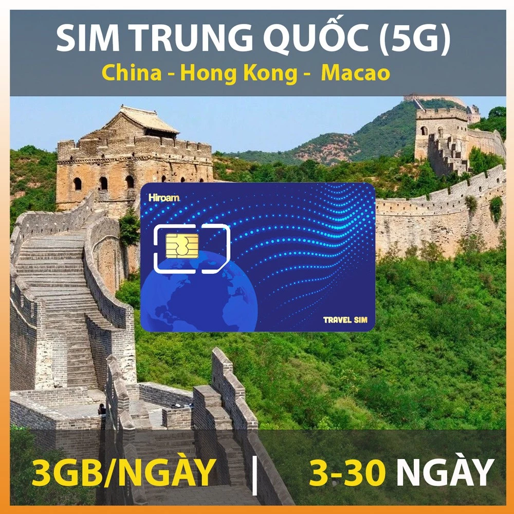Sim 4G Du Lịch Trung Quốc - HongKong 10 ngày 6GB không giới hạn dung lượng