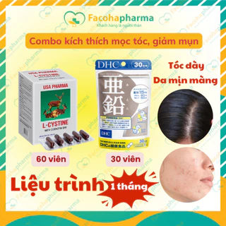 Combo L cystine 60v và viên kẽm DHC 30v hỗ trợ giảm mụn tóc chắc khoẻ đẹp da liệu trình 30 ngày COMBO2