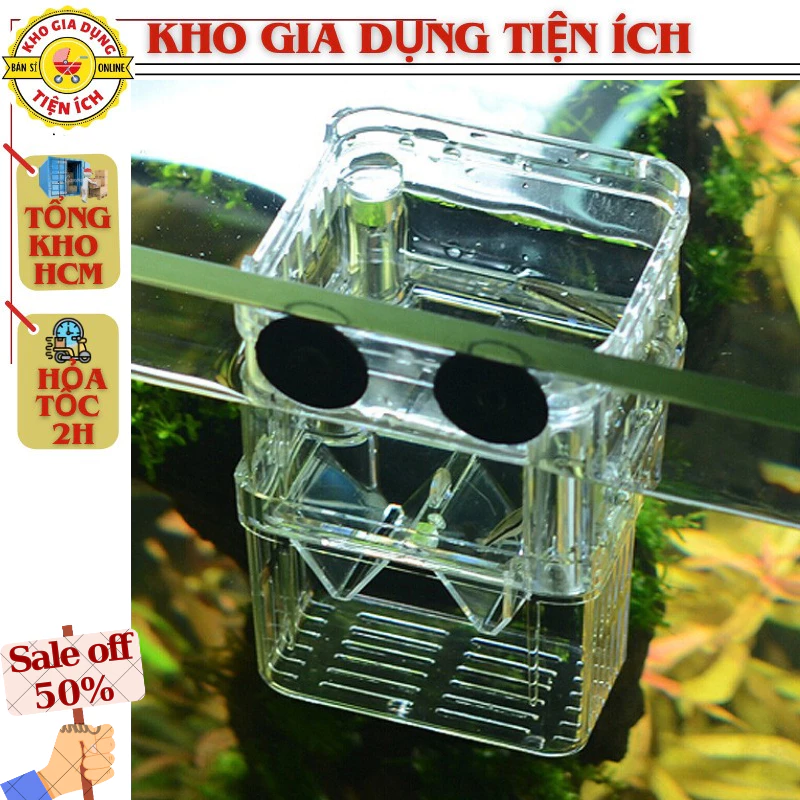 Khay Ép Cá Đẻ - Lồng Đẻ Cho Cá Bảy Màu, Cá Cảnh Nhỏ Gọn Chất Liêu Mica Trong Suốt - Lòng Ấp Trứng Cá