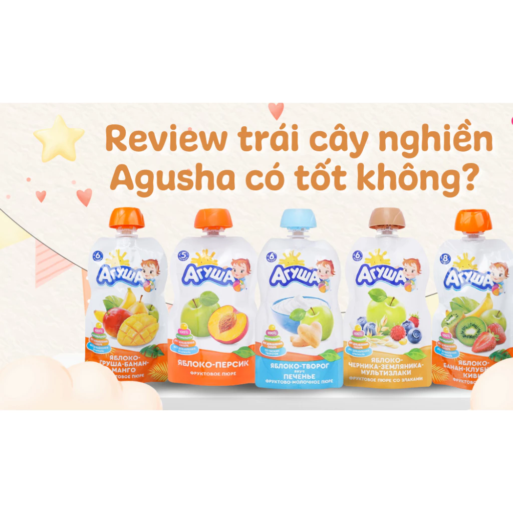 Trái cây nghiền agusa gói 90g cho bé ăn dặm