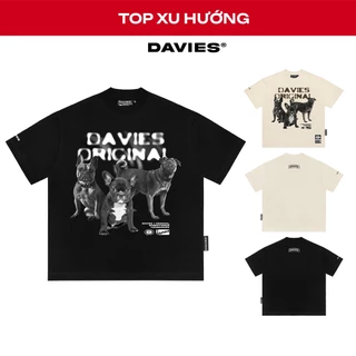 Áo phông local brand chính hãng nam nữ DAVIES form rộng thun cotton màu đen, xám nhạt Pug Crew I D26-T6