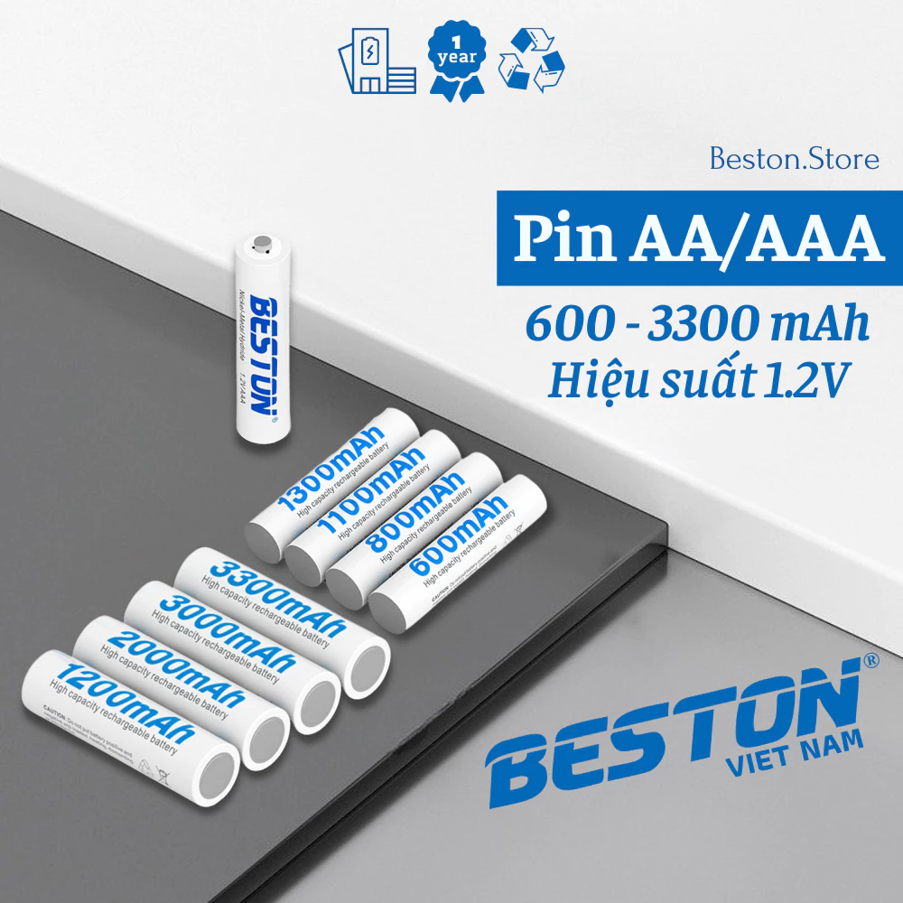 Pin sạc AA AAA 1.2V - Dung lương 600mAh đến 3300 mAh - BESTON