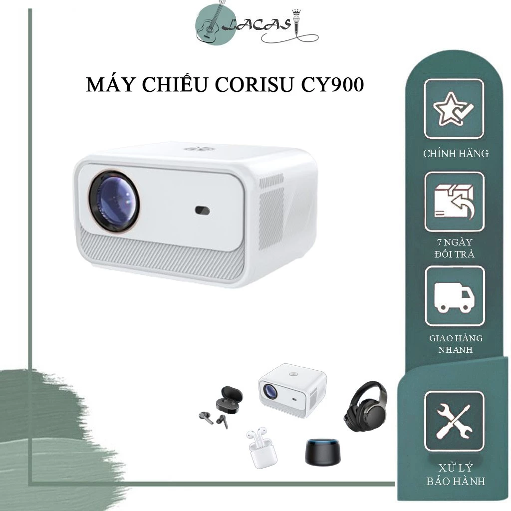 Máy Chiếu Mini Corisu CY900 Chất Lượng Siêu Nét Full HD 1080, Âm Thanh 3D, Kết Nối Không Dây, Tích Hợp Loa Kép