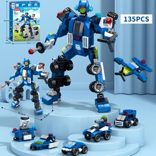 135 CHI TIẾT - HÀNG CHUẨN - BỘ ĐỒ CHƠI XẾP HÌNH Mô Hình Robot Biến Hình, Lắp Ráp Cảnh Sát ROBOT Chiến Đấu Plice swat