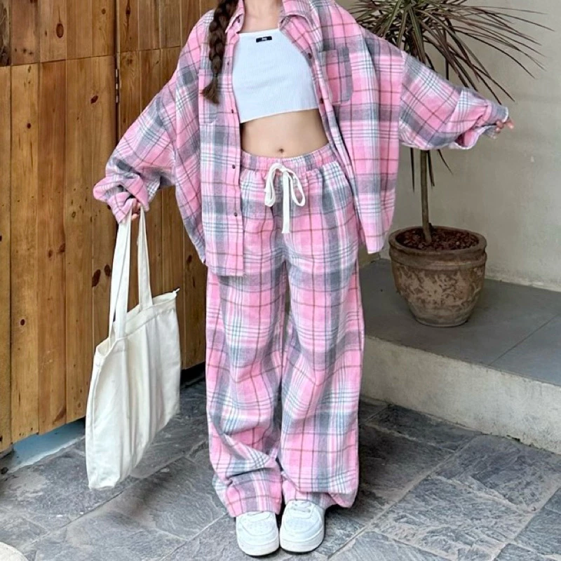 Quần dài KẺ DẠ SỌC CARO nam nữ unisex ống rộng ,cạp cao lưng chun màu ĐEN/NÂU/VÀNG vải dạ dày dặn JAYSTOREE 🖤