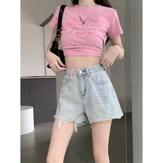 Quần Short Jeans Nữ - Quần Bò Nữ Thêu Túi Lụa Mix Logo hồng Lưng Cao Phong Cách Chất Vãi Dày Dặn