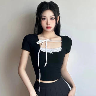 ÁO KIỂU CROPTOP PHỐI YẾM CỘT DÂY SANG CHẢNH LEODAY9