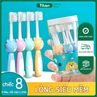 Hộp 8 bàn chải đánh răng siêu mềm tiện dụng vệ sinh răng miệng cho bé 3 - 12 Tuổi [Titan_mall]