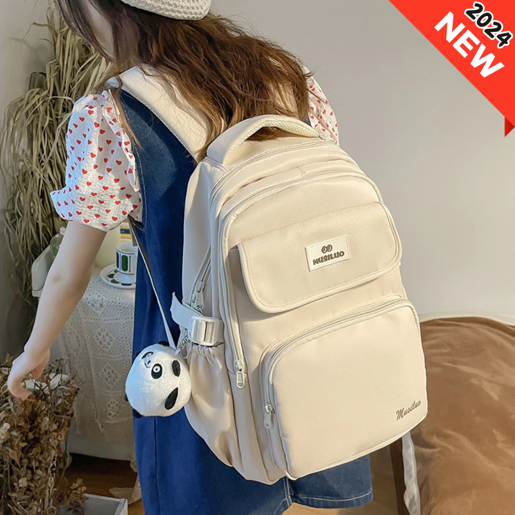Balo nữ đi học cặp đi học nữ nhiều ngăn thời trang Ulzzang basic Hàn Quốc dáng đứng rộng đựng laptop 15.6 inch BL11