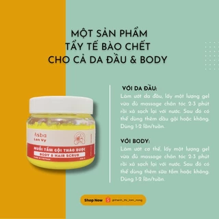 [200g] Muối tắm gội tẩy tế bào chết da đầu, tóc và cơ thể ASBA Body & Hair Scrub 200g