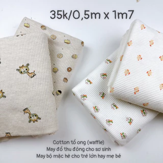 Vải thun cotton waffle (tổ ong) hàng hè thu, bán từ 0,5m