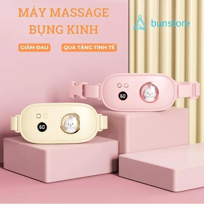 Đai đeo massage chườm ấm giảm đau bụng kinh nguyệt quà tặng bạn nữ, máy massage bụng kinh con gái bunstore tặng bạn nữ