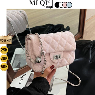 Túi Xách Nữ Đeo Chéo Đeo Vai Dây Xích Da Pu QC Sần Trần Ô Trám Đi Chơi Đi Dạo Phố Sang Chảnh MIQI BAG TX-135