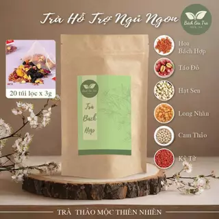 Trà bách hợp 15 túi lọc BÁCH GIA TRÀ, trà thảo mộc tự nhiên giúp ngủ ngon dạng túi lọc tiện lợi